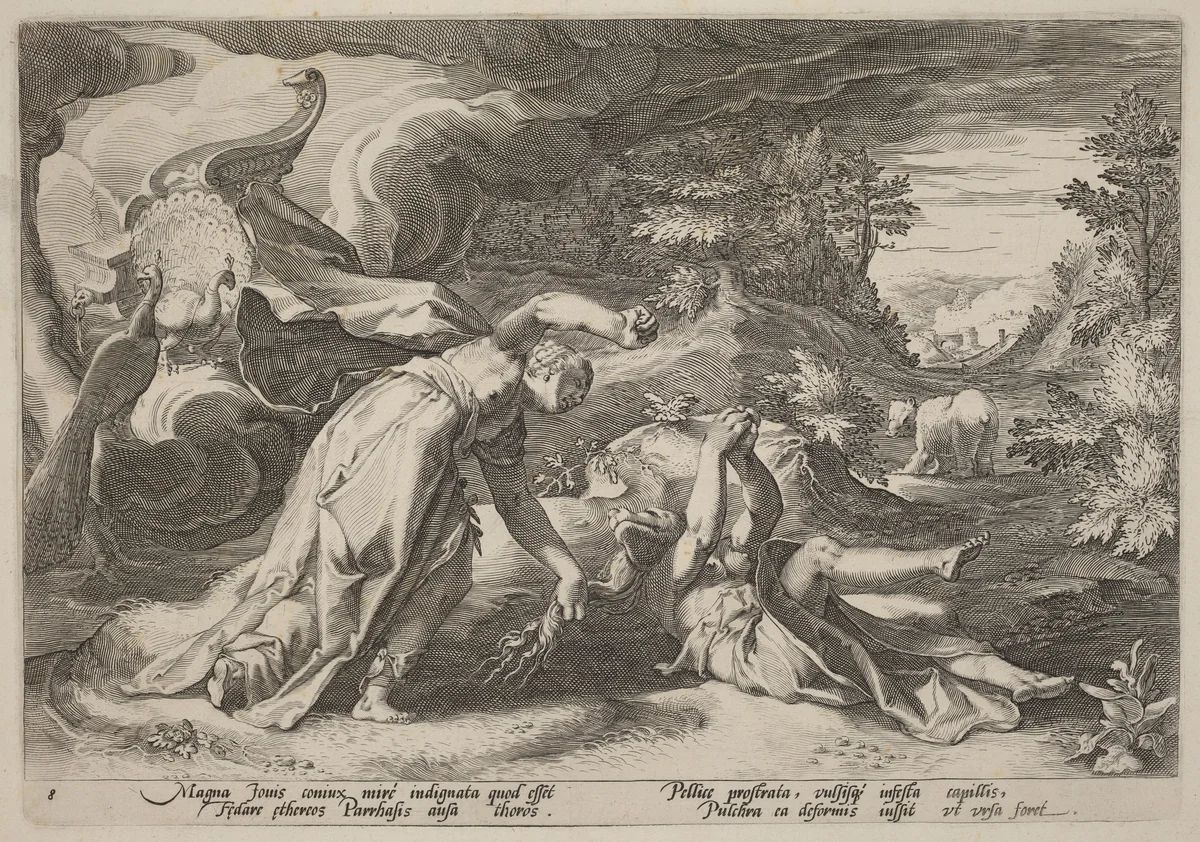 Juno Turning Callisto into a Bear by Hendrick Goltzius, print, 1584-1594
