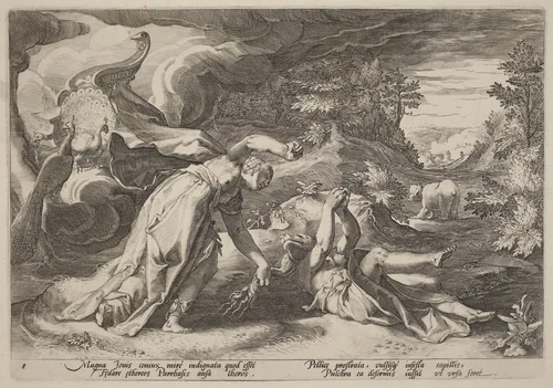 Juno Turning Callisto into a Bear by Hendrick Goltzius, print, 1584-1594