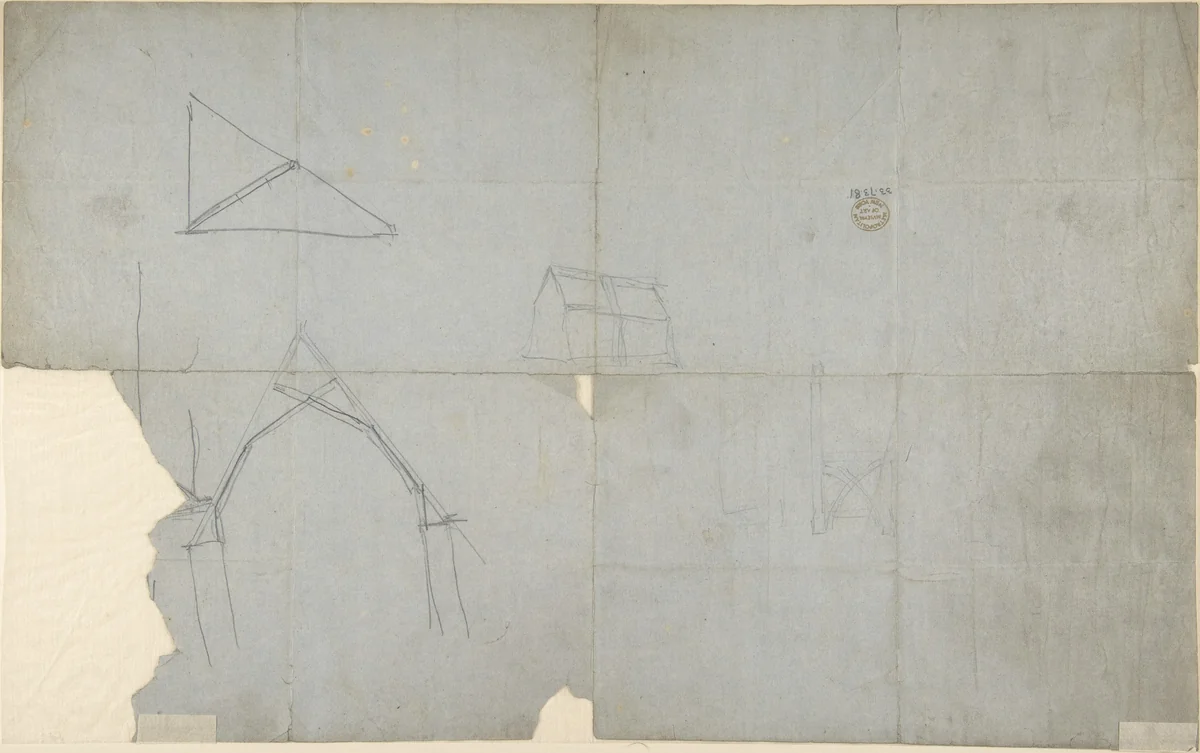 Sketches for an Ecclesiastical Stall (recto and verso) by Augustus Welby Northmore Pugin, drawing, 1830-1852