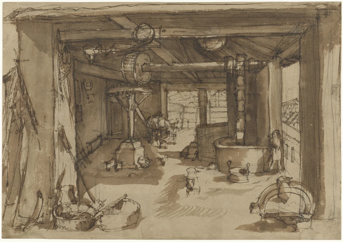 Interieur van een bevloeiingsinstallatie by Unknown, drawing, 1560-1640