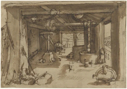 Interieur van een bevloeiingsinstallatie by Unknown, drawing, 1560-1640