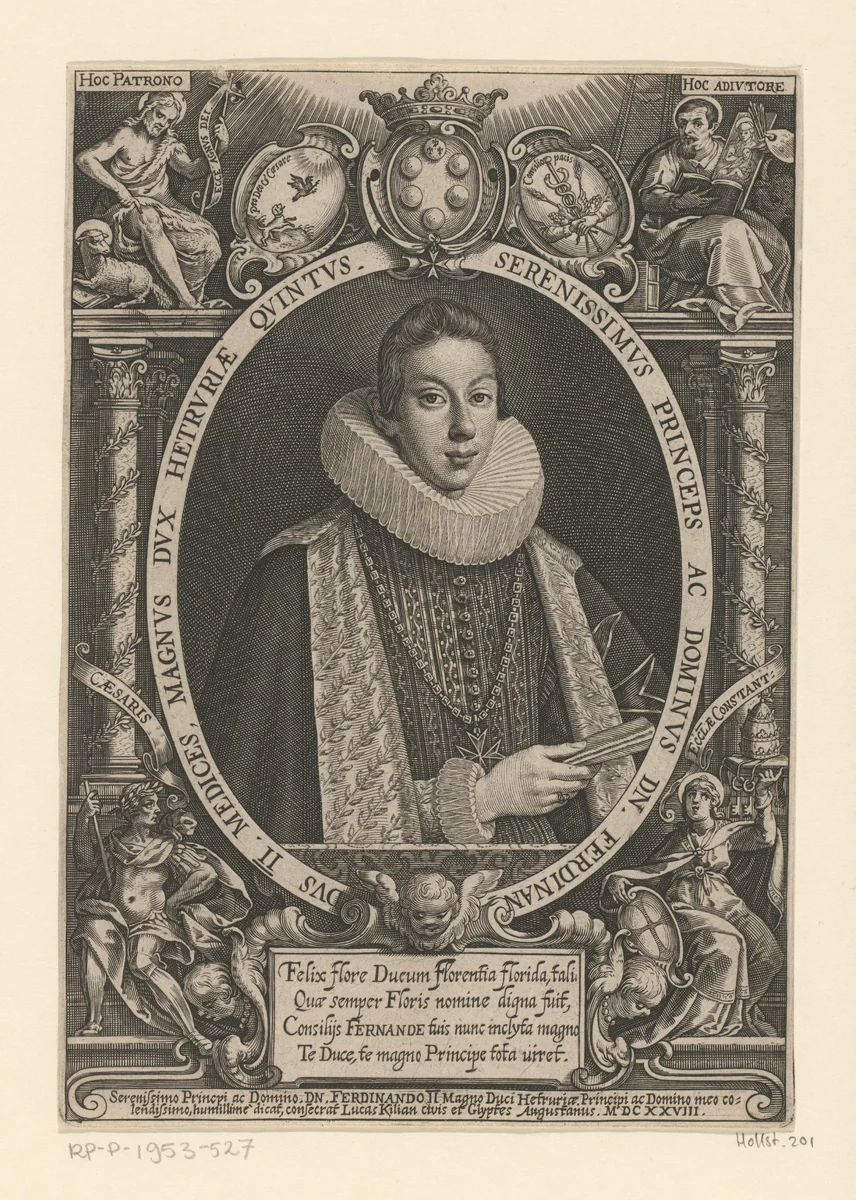Portret van keizer Ferdinand II by Lucas Kilian, print, 1628