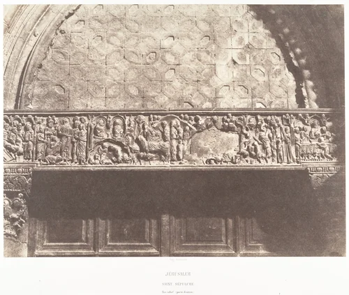 Jérusalem, Saint-Sépulcre, Bas-relief (porte d'entrée) by Auguste Salzmann, photograph, 1854-1859