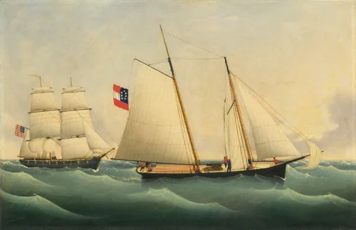 Capture of the "Savannah" by the "U.S.S. Perry" by Fritz Müller, painting, 1861