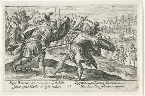 Achilles doodt Hector by Crispijn van de Passe, print, 1613