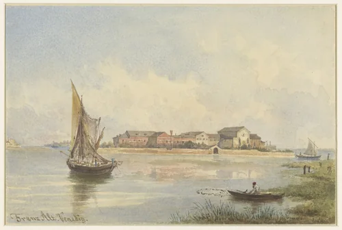 Gezicht op de Lagune te Venetië by Franz Alt, drawing, 1831-1914