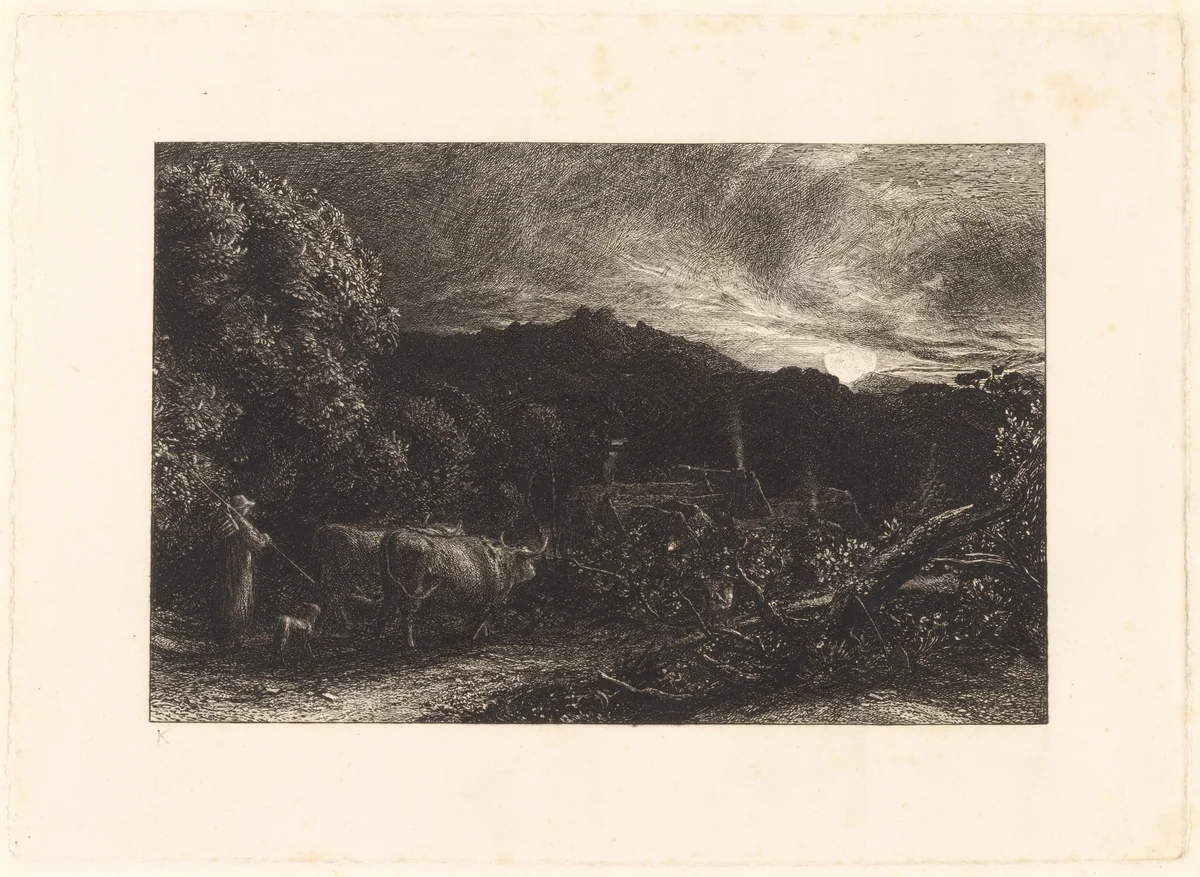 The Weary Ploughman by Samuel Palmer, print, 1858