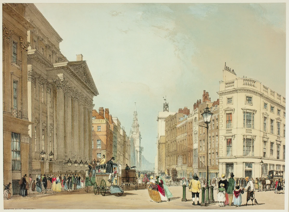 Mansion House, Cheapside, plate one from Original Views of London as It Is by Thomas Shotter Boys, print, 1842