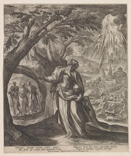 Lots vrouw verandert in een zoutpilaar by Unknown, print, 1583