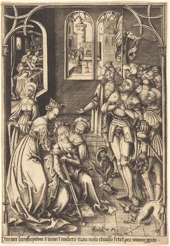 The Death of Lucretia by Israhel van Meckenem, print, 1500-1503