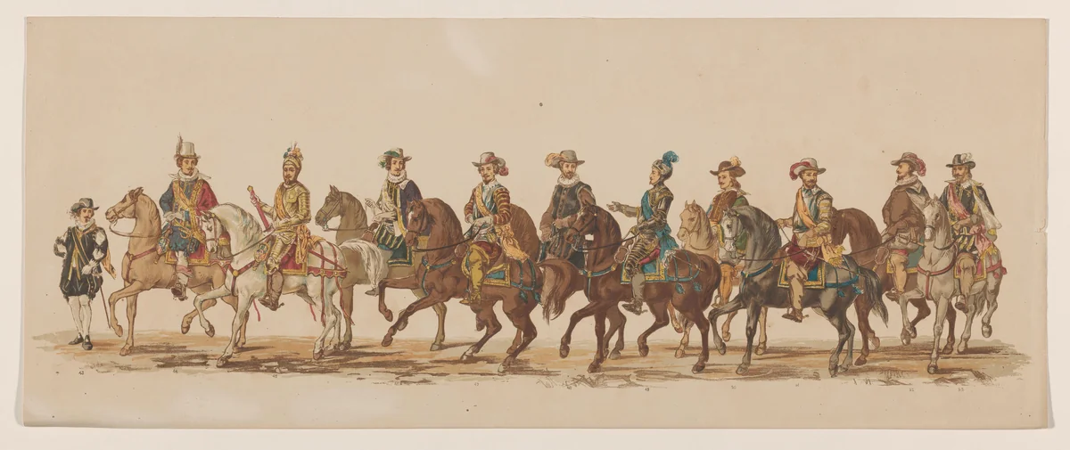 Vierde groep in Delftse optocht van 1862 by Willem Bernardus IJzerdraat, print, 1862