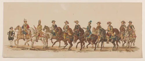 Vierde groep in Delftse optocht van 1862 by Willem Bernardus IJzerdraat, print, 1862