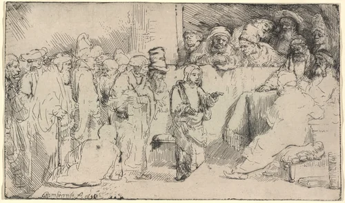 Christ Disputing with the Doctors: a Sketch by Rembrandt van Rijn, print, 1652
