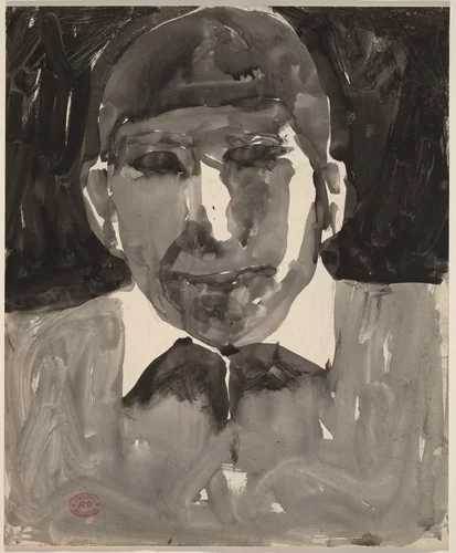 Untitled [man with a white collar] [recto] by Richard Diebenkorn, drawing, 1955-1967