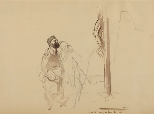 C'est la, que j'ai fini le cure by Jean-Louis Forain, drawing, 1914-1919