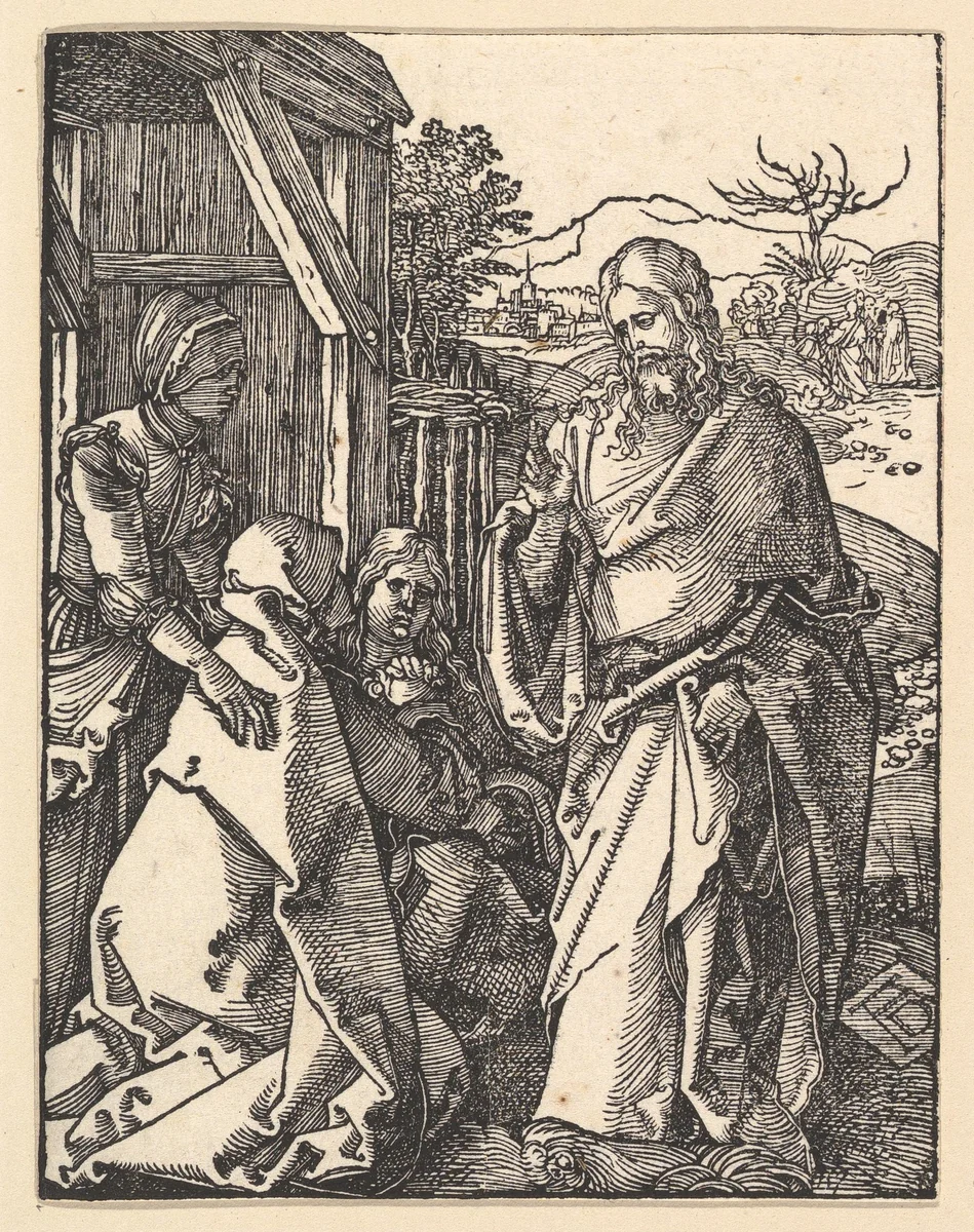 Christ Taking Leave from his Mother, from "The Small Passion" by Albrecht Dürer, print, 1508-1509