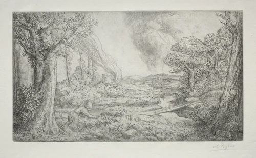 Landscape (Paysage) by Alphonse Legros, print, 1857-1911