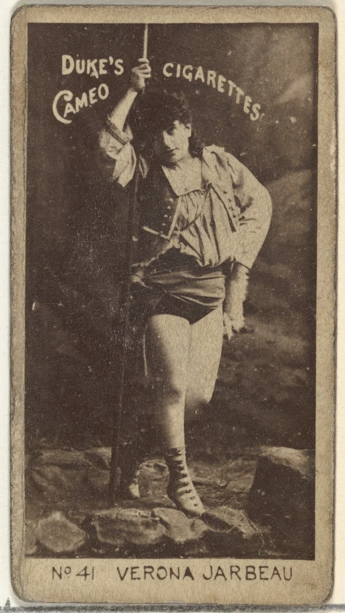Card Number 41, Vernona Jarbeau, from the Actors and Actresses series (N145-4) issued by Duke Sons & Co. to promote Cameo Cigarettes by W. Duke, Sons & Co., photograph, 1880-1889