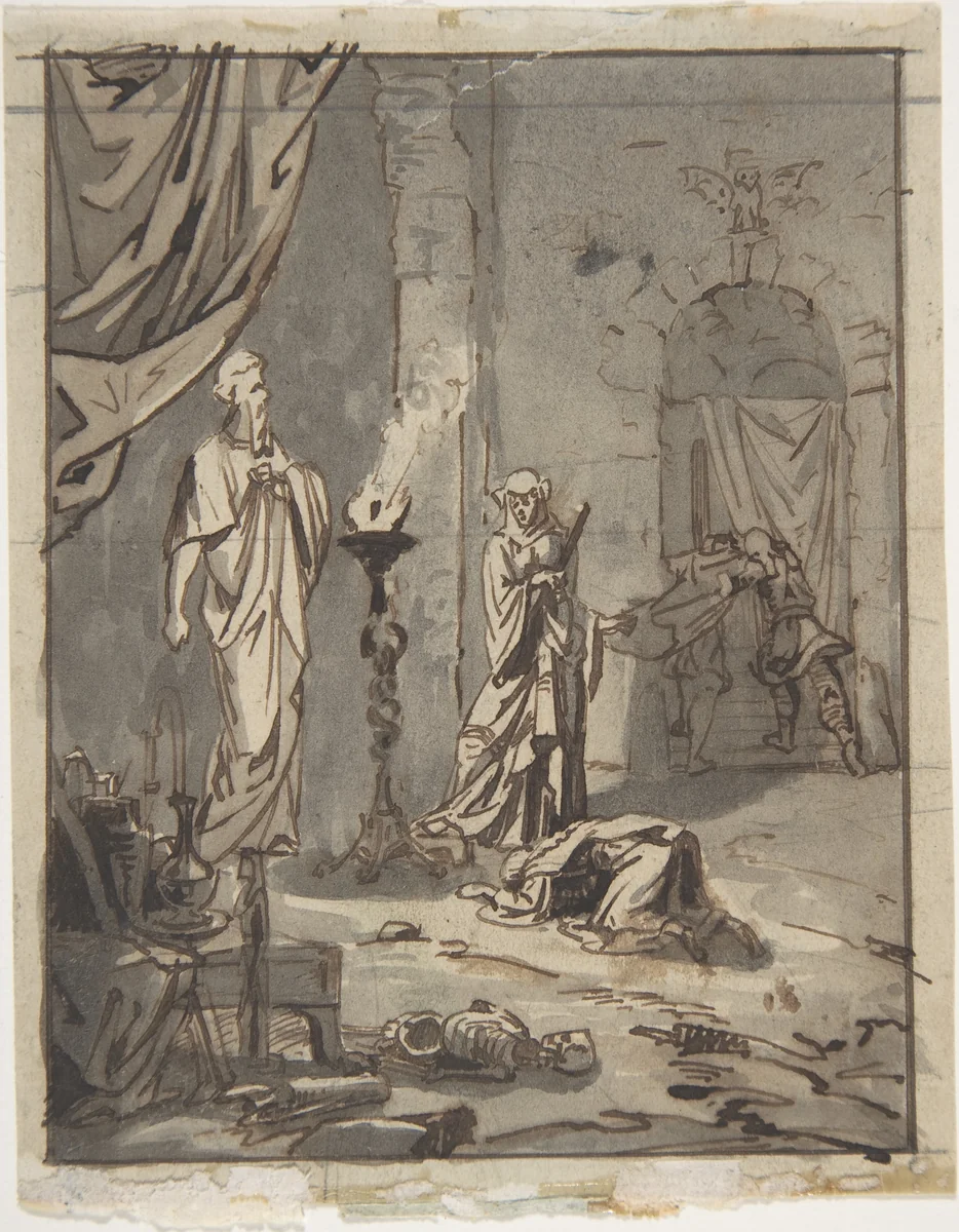 Witch of Endor by Ary Scheffer, drawing, 1810-1858