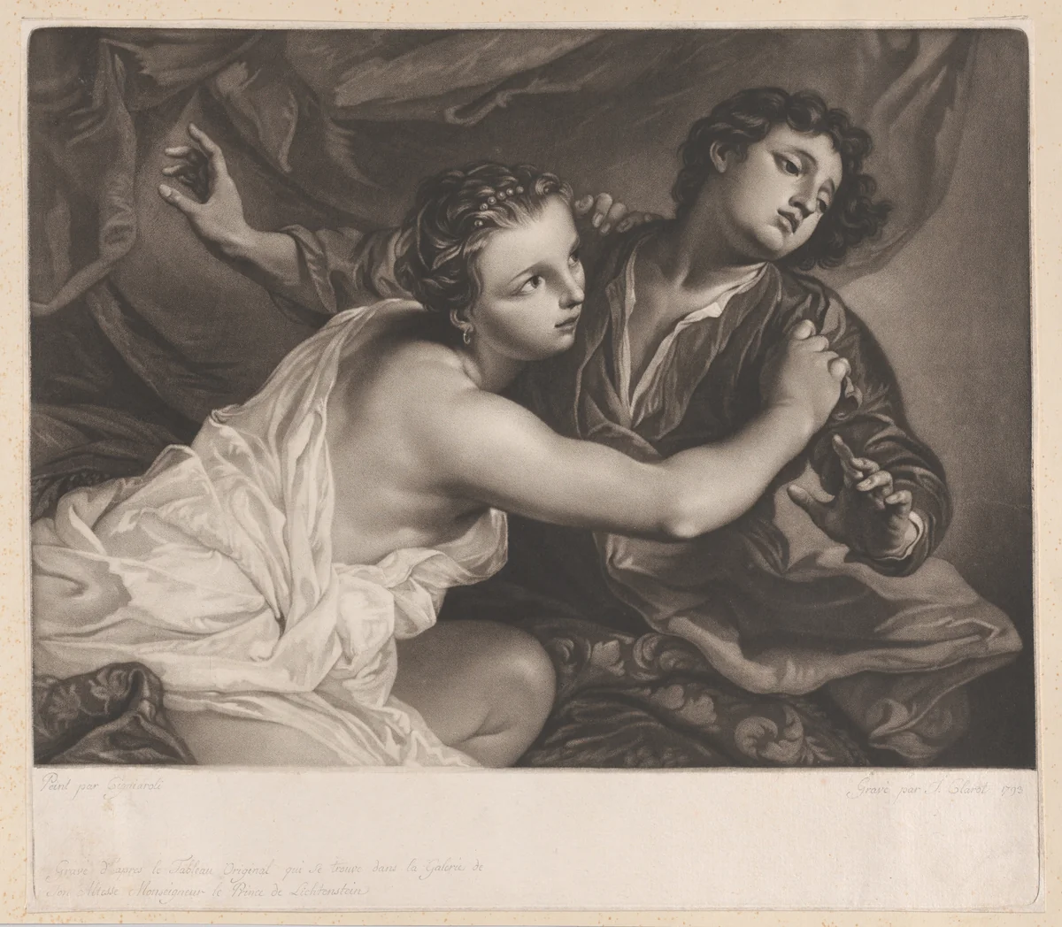 Joseph and Potiphar's Wife by Joseph Adrianus Clarot, print, 1793