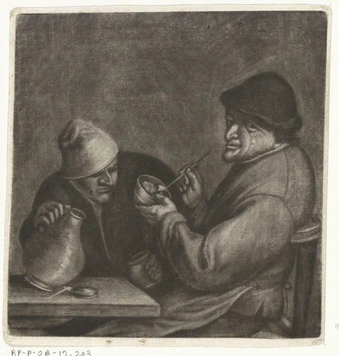 Roker en drinker by Jacob Hoolaart, print, 1723-1789