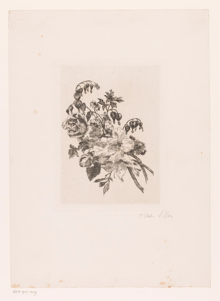Bloemstilleven by Louise Elsen, print, 1880