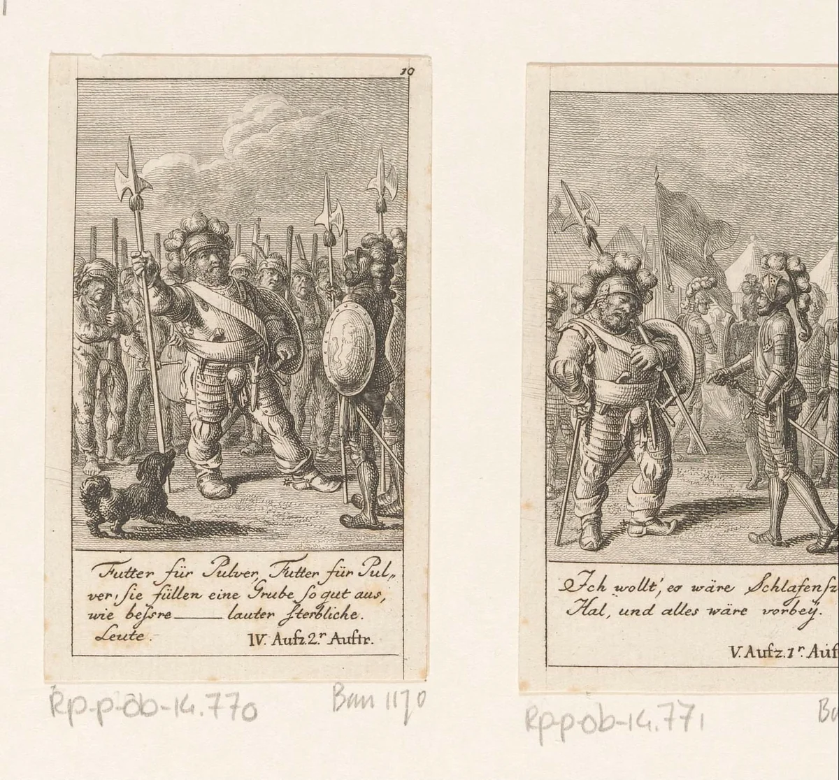 Falstaff tussen de soldaten by Daniel Nikolaus Chodowiecki, print, 1785