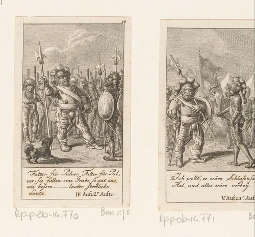 Falstaff tussen de soldaten by Daniel Nikolaus Chodowiecki, print, 1785