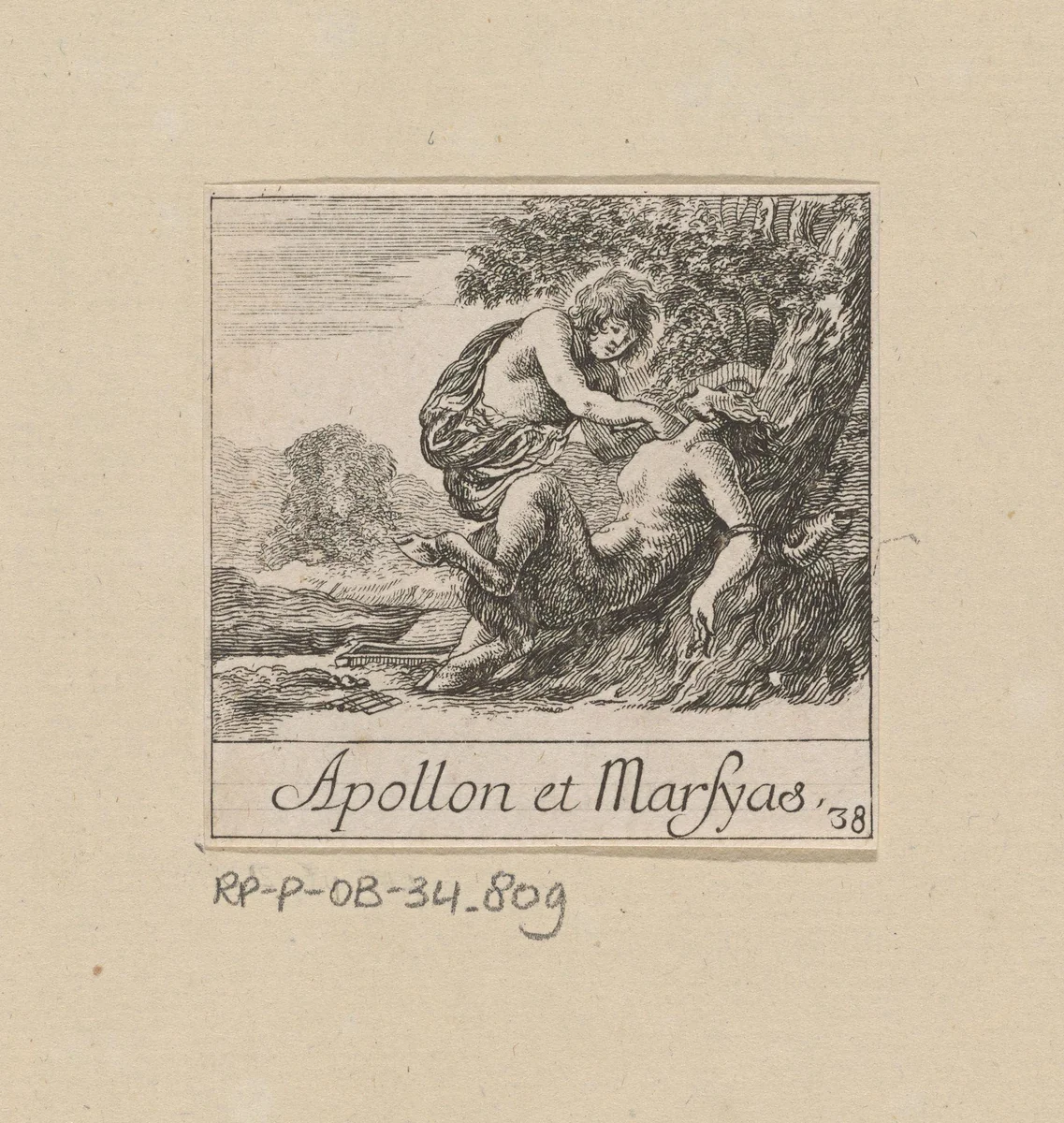 Apollo en Marsyas by anonymous, print, 1620-1664