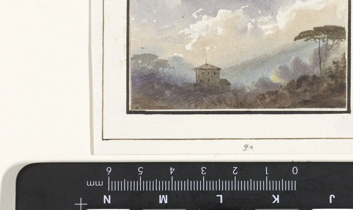 Landhuis tussen de bossen in een berglandschap by Pierre Luc Charles Cicéri, drawing, 1792-1868