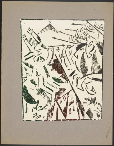 Bitva v gorod (Combat in the City) from Voina (War) by Olga Rozanova, illustrated book, 1915