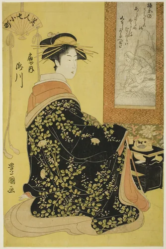 The Courtesan Takikawa of Ogiya, from the series Seven Beautiful Komachi (Bijin nana Komachi) by Utagawa Toyokuni I (初代 歌川 豊国), print, 1789-1799