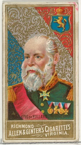 King of Holland, from World's Sovereigns series (N34) for Allen & Ginter Cigarettes by Allen & Ginter, print, 1889