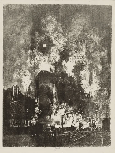 English War Work: Furnaces at Night by Joseph Pennell, print, 1916