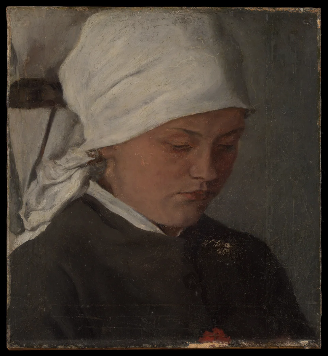 Peasant Girl with a White Headcloth by Wilhelm Leibl, painting, 1885
