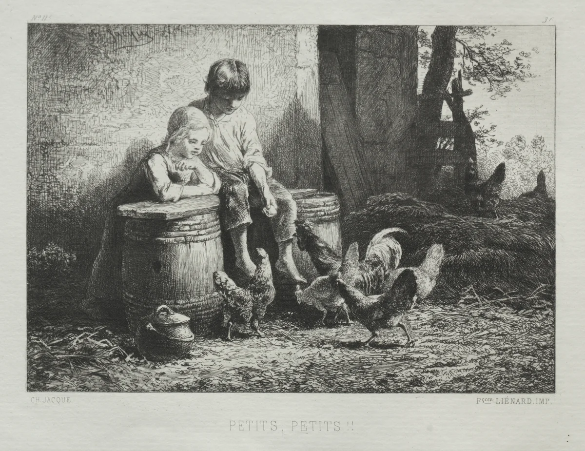 Petite, Petite by Charles-Émile Jacque, print, 1864