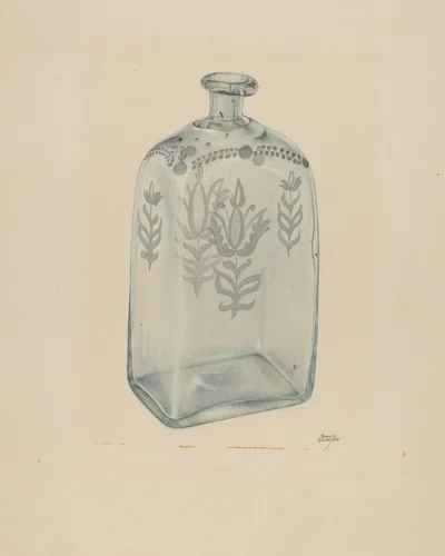 Glass Bottle by Beverly Chichester, index of american design, 1935-1942