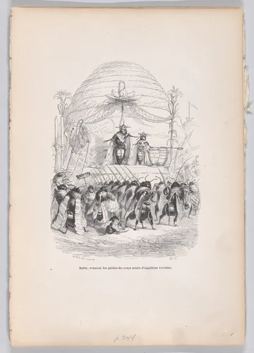 After, in came the body of guards armed with terrible stings, from "Scenes from the Private and Public Life of Animals" by J. J. Grandville, print, 1832-1852