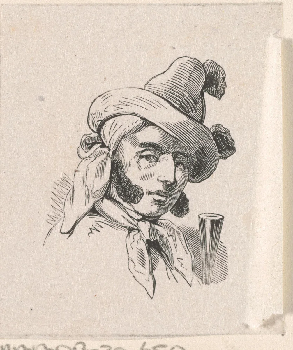 Man met bakkebaarden en een hoed by Isaac Weissenbruch, print, 1836-1912
