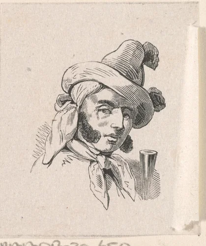 Man met bakkebaarden en een hoed by Isaac Weissenbruch, print, 1836-1912