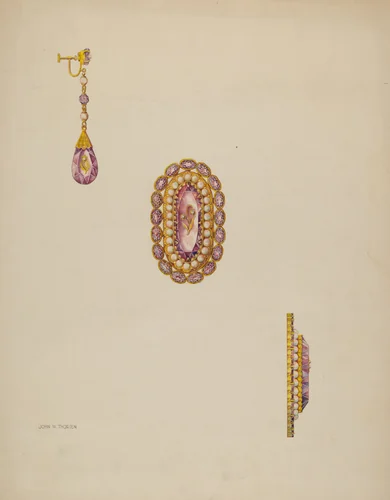 Brooch and Earrings by John Thorsen, index of american design, 1936