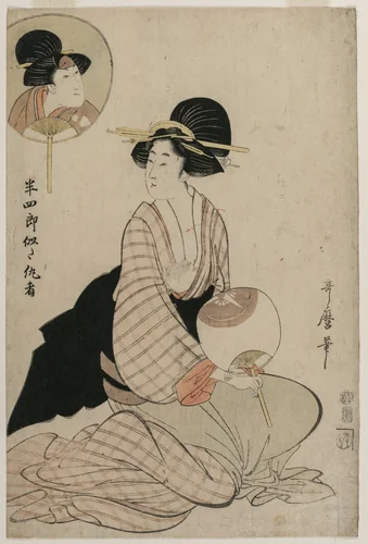 An Attractive Woman Who Looks Like the Actor Iwai Hanshiro V by Kitagawa Utamaro (喜多川歌麿), print, 1806