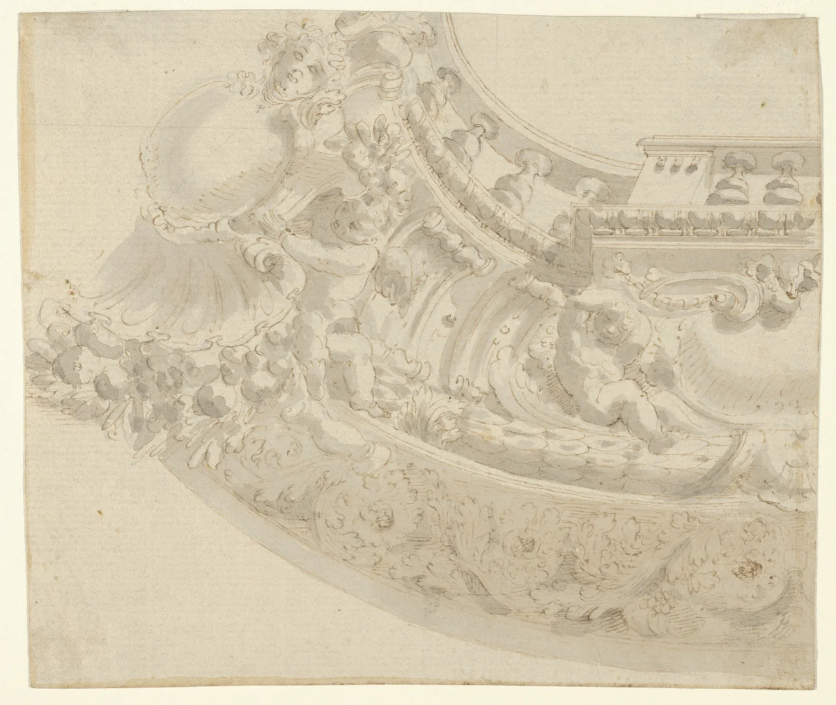 Design for a Ceiling by anonymous, drawing, 1600-1699