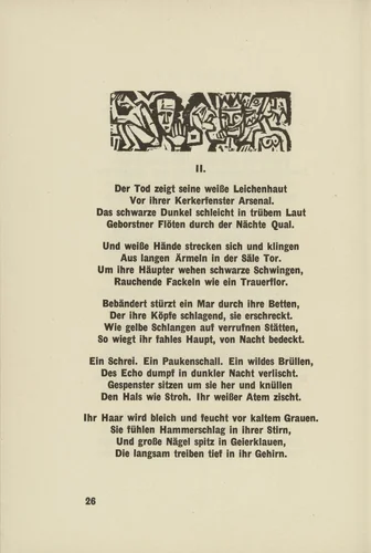 The Mad II (Die Irren II) (headpiece, page 26) from Umbra vitae (Shadow of Life) by Ernst Ludwig Kirchner, illustrated book, 1924