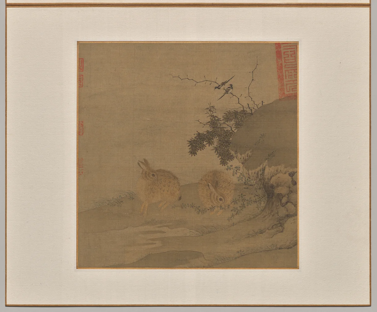 Magpies and Wild Rabbits by Li Yong, painting, 1200-1299