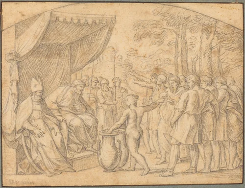 The Drawing of Lots to Divide the Promised Land by Etienne Parrocel, drawing, 1771-1844