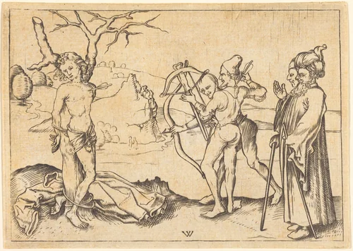 Martyrdom of Saint Sebastian by Wenzel von Olmutz, print, 1700-1800