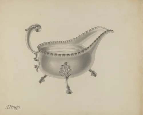 Silver Sauce Boat by Michael Fenga, index of american design, 1937