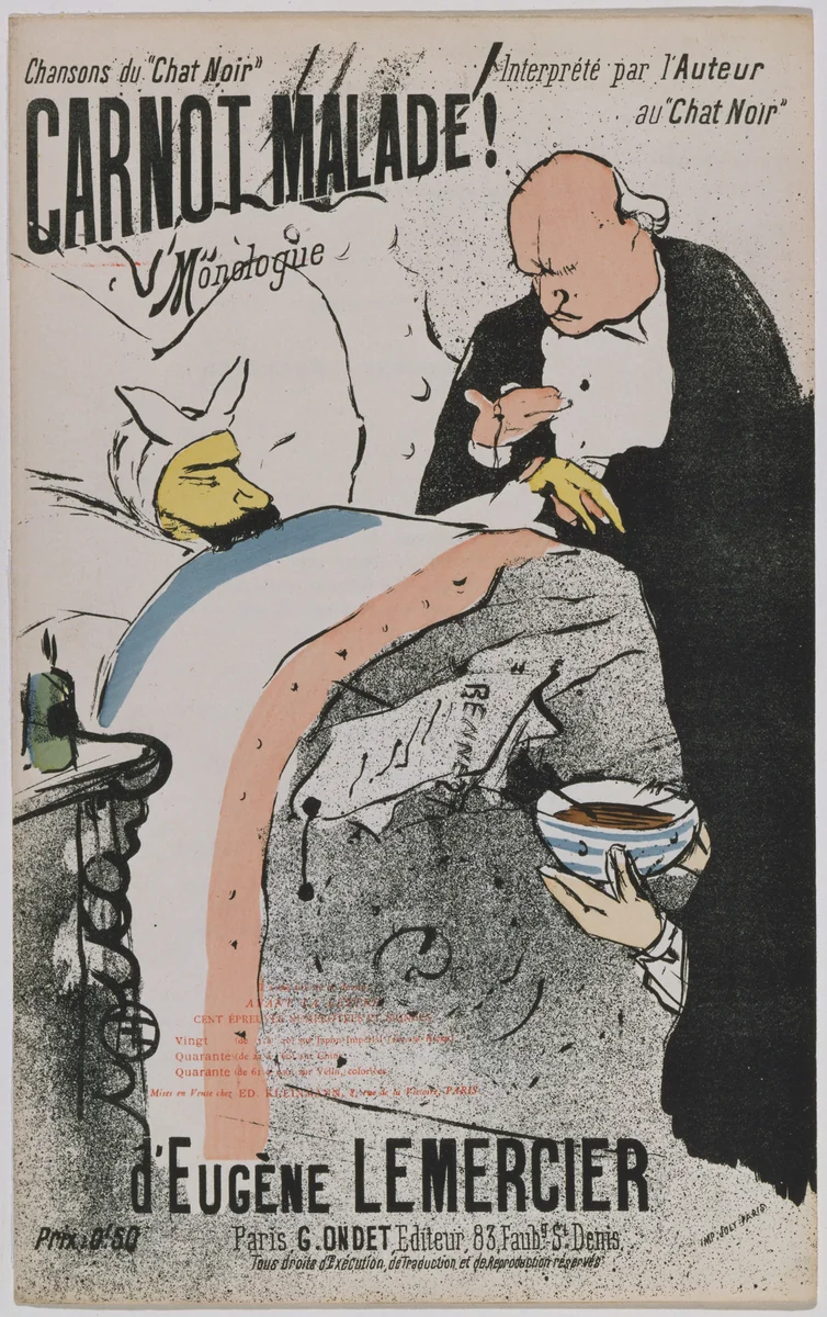 Sick Carnot! (Carnot malade!) by Henri de Toulouse-Lautrec, print, 1893
