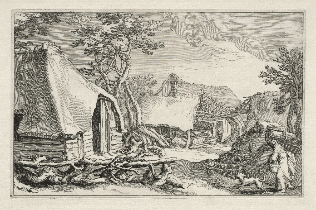 Landscape with Farmhouses by Boetius Adams Bolswert, print, 1613-1614